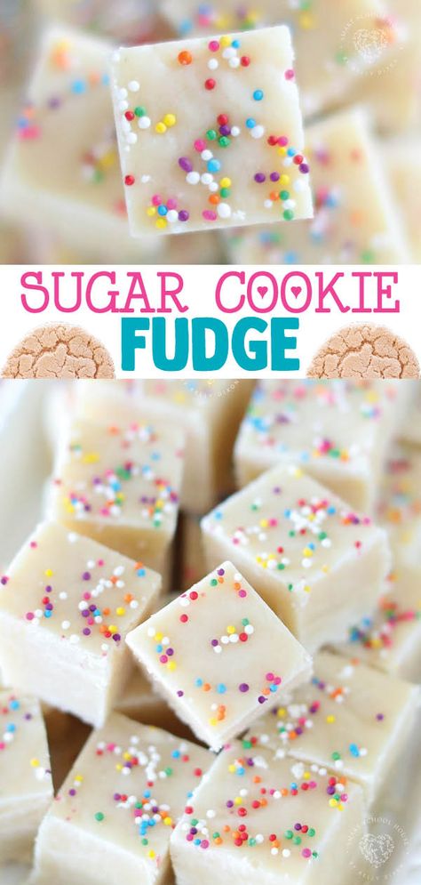 Sugar Cookie Fudge Easy Dinner When You Have No Food, Single Person Desserts, Sugar Cookie Fudge Christmas, Sugar Cookie Christmas Fudge, Cinnamon Roll Fudge, Pastel Christmas Sugar Cookies, Easy Fudge Recipe 3 Ingredients Simple, Easy Desserts For Bake Sale, Kids Bake Sale Ideas