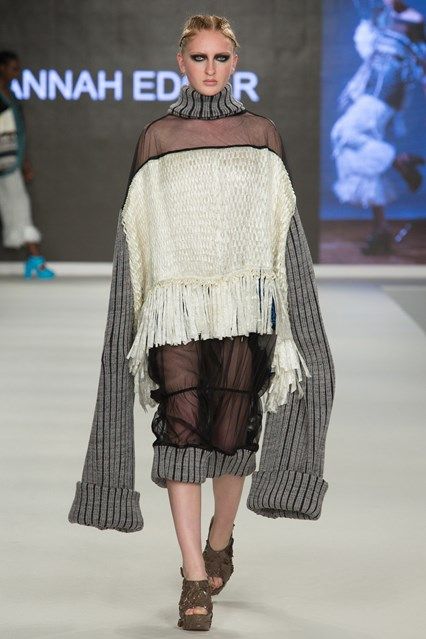 Outfit 1 - woven cling film, knit and tulle De Montfort University, What Is The Point, Graduation Style, Fashion Week 2016, Knitwear Fashion, Textiles Fashion, British Vogue, Spring Summer 2017, Knit Fashion