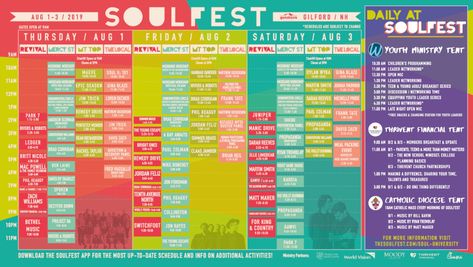 View the Multi-Stage SoulFest Schedule — The SoulFest: Christian Music Festival Music Festival Schedule Design, Festival Schedule Design, Festival Program Design, Christian Festival, Festival Schedule, Festival Program, Social Media Content Strategy, Theater Performance, Festival Flyer