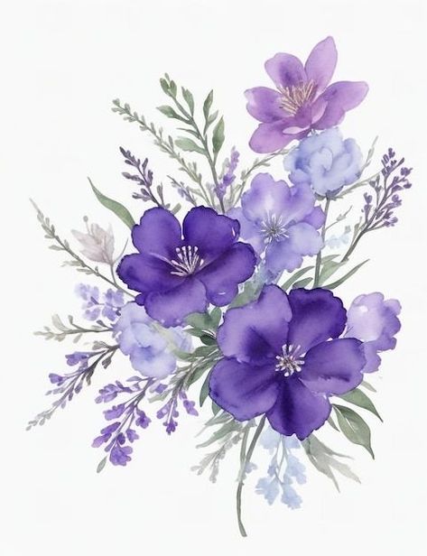 Watercolor Wallpaper Iphone, Blue Floral Wallpaper, Purple Invitations, Sublimation Ideas, Flowers Clipart, Watercolor Wallpaper, Violet Flower, Landscape Drawings, Floral Invitation