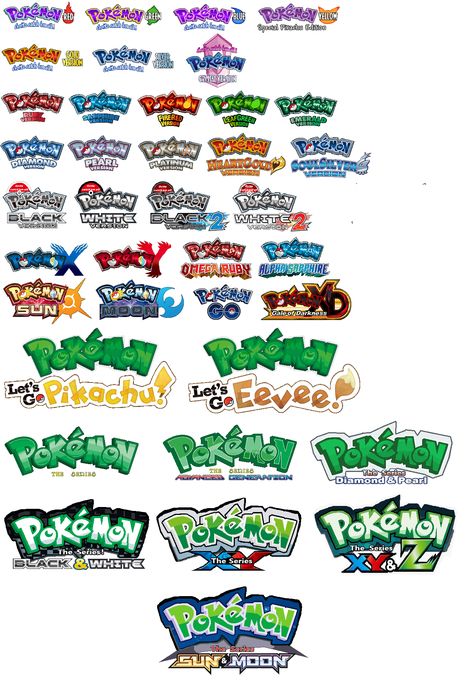 Pokémon Game/Anime Logo Edits (Closer to original Japanese Versions) [Gen 1-7] Pokemon Logo, Anime Logo, Seventh Generation, Game Anime, Pokemon Games, Game Logo, Gen 1, Pokemon, ? Logo