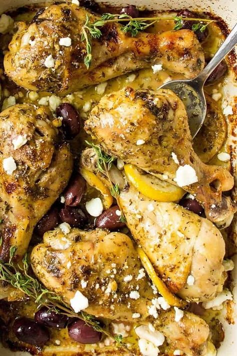 Lemon Roasted Chicken, Oregano Chicken, Baked Greek Chicken, Spring Recipes Dinner, Chicken With Lemon, Greek Lemon Chicken, Diner Recept, Summer Recipes Dinner, Greek Chicken