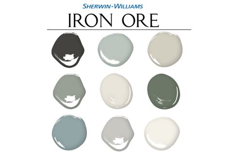 Sherwin Williams Iron Ore Color Palette, Whole House Paint Color by Concept Colors Sherwin Williams City Loft, Whole House Paint Colors, House Paint Colors, Sherwin Williams Gray, Architectural Wall, City Loft, Color Kitchen, Color Concept, Sherwin Williams Colors