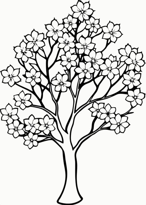 Free Printable Embroidery Designs, Blossom Tree Drawing, Spring Coloring Pages For Kids, Cinderella Coloring Pages, Coloring Pages Nature, Spring Drawing, Mario Coloring Pages, Basic Hand Embroidery Stitches, Motorcycle Drawing