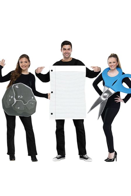 Rock Paper Scissors Costume, 3 People Costumes, Best Group Halloween Costumes, Trio Costumes, Kostum Halloween, Zestaw Ikon, Trio Halloween Costumes, Halloween Costumes For 3, Halloween Costumes Friends