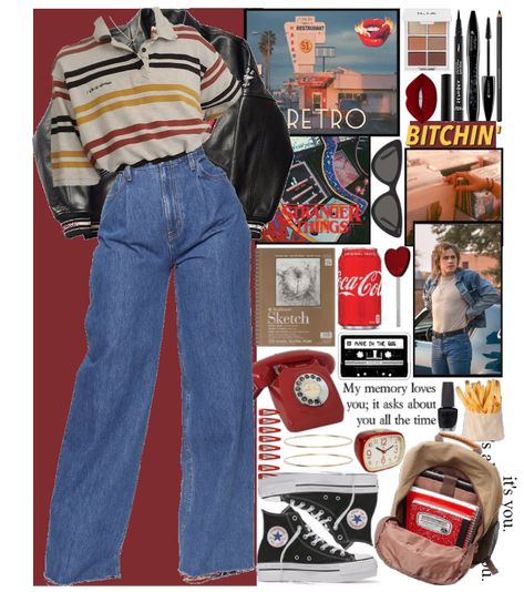 80s Outfits Jacket, Retro Inspired Outfits 80s, 80s Outfit Moodboard, 80s Date Outfit, Stranger Things Fashion Inspiration, 1980s Inspired Outfits, Los 80 Aesthetic, 80 Clothes 1980s Style, 80s Outfits Stranger Things