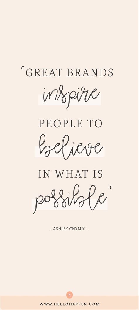 Great brands inspire people to believe in what is possible! If you want to build a standout brand that MATTERS to people and moves them, look for what your tribe wants to believe is possible. Look for what YOU want to make happen. Share the vision and invite your community to help make it happen! / branding quotes / branding tips / small business ideas / entrepreneur tips / entrepreneur ideas / entrepreneur quotes / boss babe tips / boss babe quotes Building A Brand Quotes, Small Biz Quotes, Herbalife Inspiration, Letter Ledge, Women Podcasts, Growth Affirmations, Brand Quotes, Vision Quotes, Story Brand