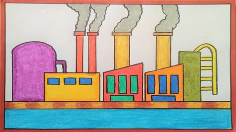 factory pollution drawing (air pollution) | science drawing academy Pollution Drawing Easy, Factory Pollution, Factory Drawing, Pollution Drawing, Air Pollution Poster, Science Drawing, Graffiti Drawing, Drawing Easy, Air Pollution