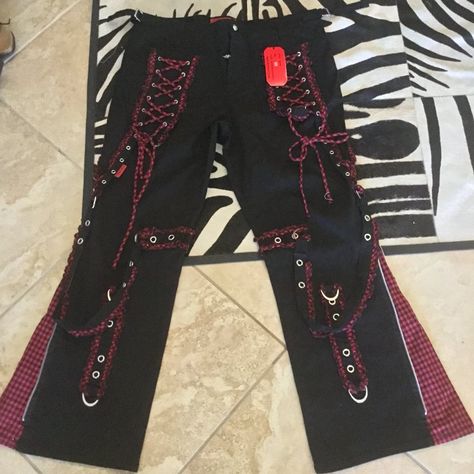 Diy Tripp Nyc Pants, Trip Nyc Pants, Tripp Pants Outfit, Alt Pants, Trip Pants, Richy Rich, Emo Pants, Scene Pants, Red High Waisted Pants