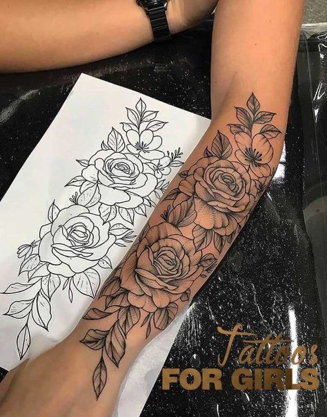 Tato Lengan Bawah, Small Girly Tattoos, Throat Tattoo, Rose Tattoos For Women, Tattoos For Women Flowers, Tato Lengan, Inspiration Tattoos, Forearm Tattoo Women