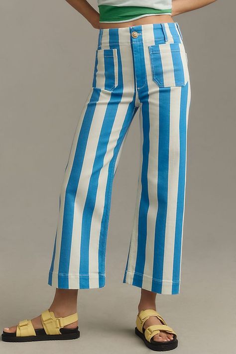 Cropped Wide Leg Jeans, Winter Jeans, Striped Jeans, Mode Inspiration, Wide Leg Trousers, Straight Leg Pants, High Waisted Pants, Wide Leg Jeans, Wide Leg Pants