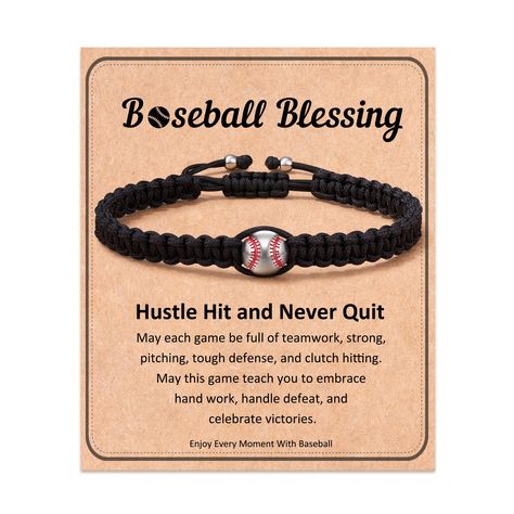 PRICES MAY VARY. [ Baseball Bracelet ] The baseball bracelet combined with a charm will show your love for baseball, reminding you that faith and sportsmanship go hand in hand [ Baseball Party Favors ] This bracelet is a meaningful gift for baseball players, baseball teams, baseball fans, sons, grandsons, friends, and yourself on graduation, baseball senior night, birthday, Christmas, Valentine's Day, and Other Anniversaries [ Material ] Black Braided Cords Intertwined with a Stylish Silver Base Baseball Senior Night, Baseball Gift Basket, Middle School Graduation Gifts, Baseball Gift Ideas, Baseball Party Favors, Baseball Party Decorations, Baseball Coach Gifts, Baseball Accessories, Baseball Bracelet