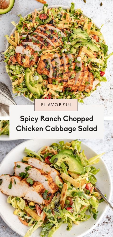 Chicken Cabbage Salad, Salad Cabbage, Greek Yogurt Ranch Dressing, Mealprep Dinner, Spicy Ranch Dressing, Yogurt Ranch, Yogurt Ranch Dressing, Greek Yogurt Ranch, Spicy Ranch