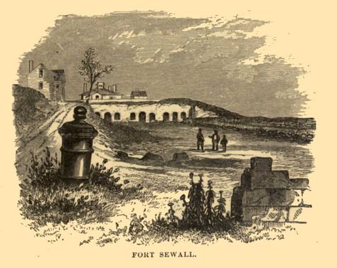 19th century lithograph of Fort Sewall in Marblehead North Shore, Massachusetts, New England, 19th Century, Fort, England, History