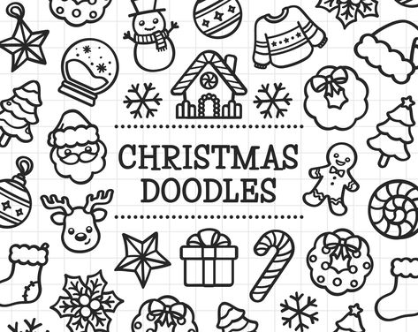 Easy Christmas Drawing Ideas, Gingerbread Doodle, Easy Christmas Drawings Simple, December Doodles, Man Line Art, Prints Sticker, Doodles Digital, Calendar Doodles, Christmas Doodle