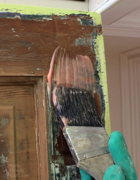 How to strip a door. Diy Painted Door, How To Strip Paint, Distressed Doors, Strip Paint, Old Wood Doors, Painted Interior Doors, Door Stripping, Stripping Paint, Wood Exterior Door