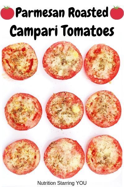 With only 62 calories per serving, these gluten free, keto friendly, low carb Parmesan Roasted Campari Tomatoes are a perfect vegetarian summer side dish or salad topper. via @LaurenPincusRD #camparitomatoes #camparitomatorecipes #ketosidedishes #lowcarbrecipes #lowcarbsidedish #ketorecipes #ketorecipeseasy #roastedtomatoes #howtoroasttomatoes #summersidedish #glutenfreesidedish Campari Tomatoes, Tomato Side Dishes, Best Vegetable Recipes, Tomato Nutrition, Cooking Mama, Keto Side, Summer Side Dish, Gluten Free Sides Dishes, Seasonal Fruit