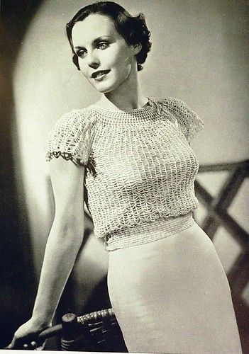 1930s vintage crochet blouse 1930s Fashion Women, Wearable Crochet, Crochet Blouse Pattern, Vintage Crochet Patterns, Vintage Knitwear, Knitting And Crocheting, Vintage Crochet Pattern, 1930s Fashion, Pattern Blouse