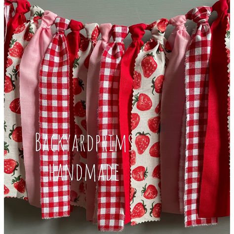 This Party Decor item is sold by backyardprims. Ships from Bedford, IN. Listed on Jul 20, 2023 Berry Baby Shower Ideas Decor, Strawberry Baby Shower Ideas, Berry Baby Shower Ideas, Strawberry Garland, Gingham Party, Strawberry Fabric, Strawberry Shortcake Birthday, Strawberry Shortcake Party, Strawberry Summer