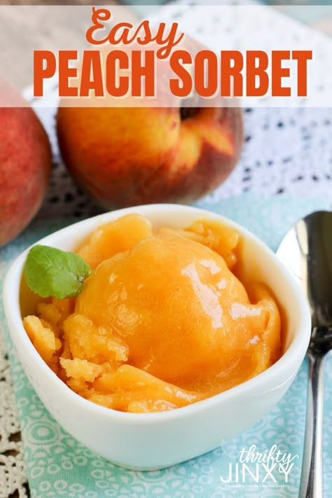 How To Make Sorbet, Fruit Sorbet Recipe, Peach Sorbet Recipe, Frozen Yogurt Recipes, Sorbet Recipe, Healthy Ice Cream Recipes, Sorbet Ice Cream, Fruit Sorbet, Ice Cream Maker Recipes