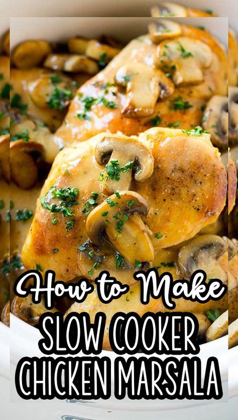 Chicken Mushroom Slow Cooker Recipes, Chicken Marsala In Crockpot, Chicken Mushroom Crockpot Recipes Easy, Crock Pot Chicken Marsala Slow Cooker, Slow Cooker Chicken Marsala Crockpot, Crockpot Chicken Marsala Recipes, Chicken Marsala Recipe Crockpot, Slow Cooker Chicken And Mushrooms, Chicken And Mushroom Crockpot Recipes