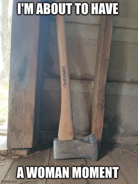 a picture of an axe with a text overlay that says "i'm about to have a woman moment" Miss Americana, Memes Lol, A Silent Voice, Im Going Crazy, New Energy, Silly Me, Lose My Mind, Just Girly Things, A Train