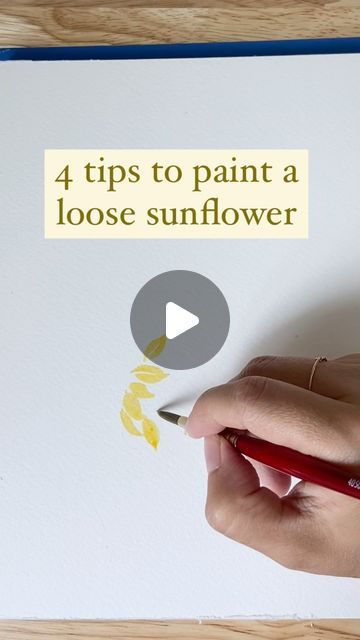 Watercolour Sunflower Simple, How To Watercolor Sunflowers, Loose Watercolor Sunflower, Watercolor Sunflowers Watercolour, Water Coloring Flowers, Watercolor Sunflowers Tutorial, Summer Flower Watercolor, Watercolor Paint Flowers, Sunflowers Watercolor Paintings