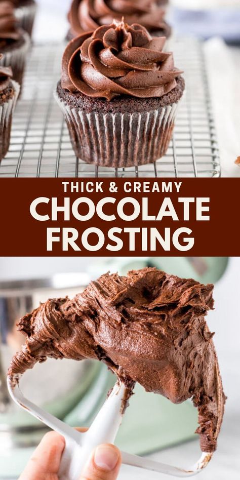 Creamy Chocolate Frosting, Chocolate Icing Recipes, Chocolate Frosting Recipe, Frosting Buttercream, Chocolate Buttercream Recipe, Frosting Recipes Easy, Chocolate Frosting Recipes, Decoration Patisserie, Cake Frosting Recipe