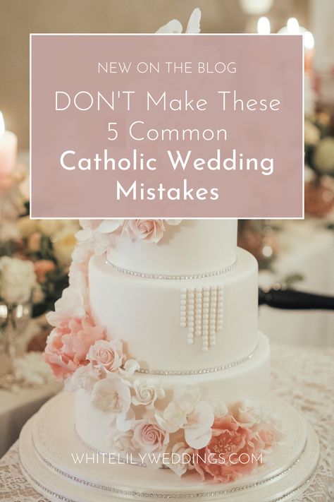 Are you planning a Catholic wedding and feeling overwhelmed? 😣 Worry no more! Learn how to avoid common wedding mistakes and navigate the unique traditions of Catholic wedding ceremonies with ease. Head to WhiteLilyWeddings.com for more Catholic wedding planning ideas! Wedding Ideas Catholic, Convalidation Ceremony Dress, Convalidation Ceremony Catholic, Catholic Wedding Reception, Catholic Wedding Decor, Traditional Catholic Wedding Dress, Mexican Catholic Wedding, Catholic Wedding Decorations, Small Catholic Wedding