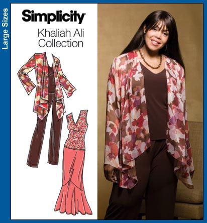 Simplicity 3894 Khaliah Ali Collection Long Skirt Sewing Pattern, Plus Size Sewing Patterns, Sheer Jacket, Plus Size Sewing, Jacket Pattern Sewing, Pants Sewing Pattern, Paper Sewing Patterns, Skirt Patterns Sewing, Woven Jacket