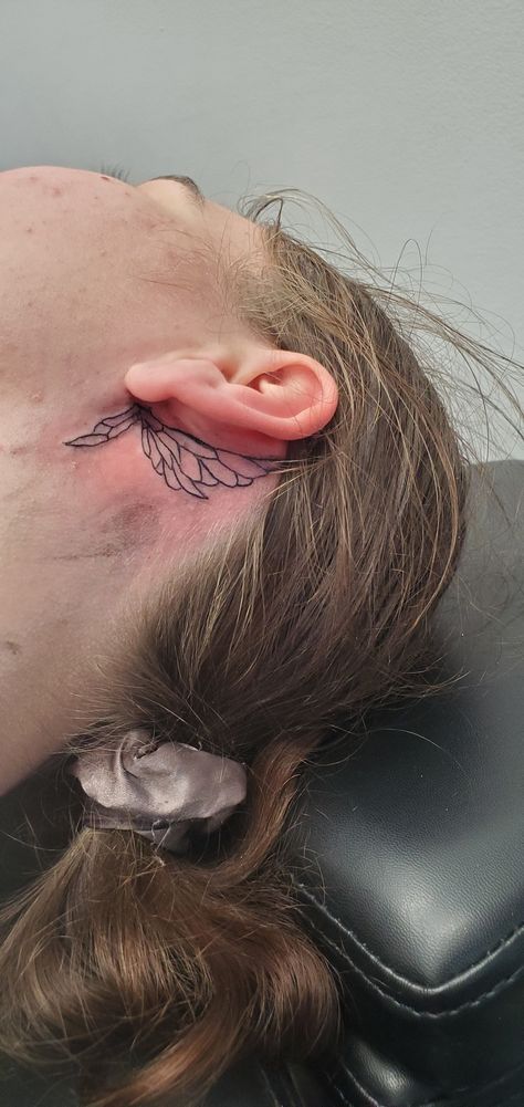 Butterfly Wing Ear Tattoo, Bat Wing Behind Ear Tattoo, Fairy Behind The Ear Tattoo, Behind Ear Wing Tattoo, Behind The Ear Wing Tattoo, Butterfly Wing Behind Ear Tattoo, Fairy Ear Tattoo, Fairy Behind Ear Tattoo, Wing Ear Tattoo