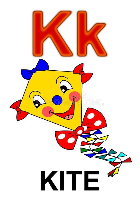 K For Kite Preschool, Letter K Pictures, K For Kite, Letter K Kite, Letter K Words, Kite Illustration, Alphabet Word Wall Cards, Kites Preschool, Abc Flashcards Printable