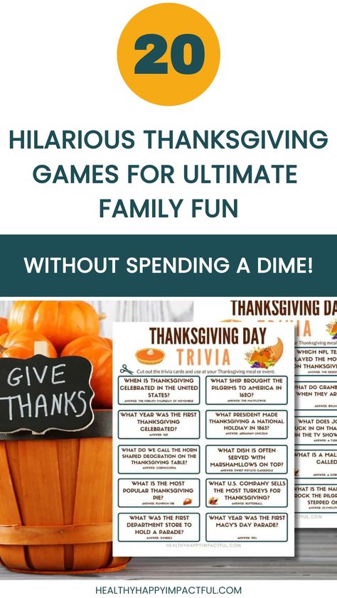 Thanksgiving games and trivia for family fun, featuring activities without spending money. Group Thanksgiving Games, Funny Thanksgiving Games For Family, Games To Play At Friendsgiving, Thanksgiving For A Small Family, Activities For Thanksgiving Family, Fun Thanksgiving Traditions, Games For Family Gatherings Indoor, Thanksgiving Games For Work, Games For Thanksgiving Family