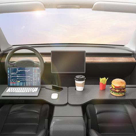 Auto Food Tray Desk Cell Phone Desk Tray Folding Car Dining Table With Carbon Fiber Surfaces Car Mini Jeep, Eating Table, Laptop Tray, Road Trip Car, Desk Tray, Truck Camping, Car Office, Food Tray, Car Gadgets