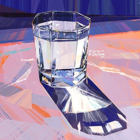 Light Reflection And Refraction, Reflection Drawing, Reflection Painting, Reflection Art, John Stones, Water Illustration, Procreate Ipad Art, Speed Painting, Water Drawing