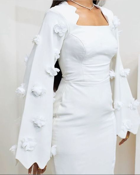 Cool Civil Wedding Outfit, Civil Wedding Dresses Short, White Traditional Outfits For Women, Matriculation Dresses, Long White Dress Aesthetic, Modest Dresses Classy, Matriculation Outfit Ideas, Classy Wedding Outfits, White Dress For Church