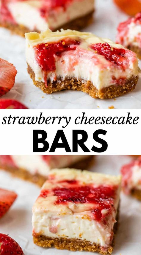 Dessert Recipes Cheesecake Bars, Things To Bake With Cream Cheese, Easy Dessert Recipes Cheesecake, Strawberry And Cream Bars, Strawberry Shortcake With Graham Cracker, Recipes With Strawberry Cream Cheese, Summer Bunt Cakes, Shareable Dessert Recipes, Desserts With Cheesecake Filling