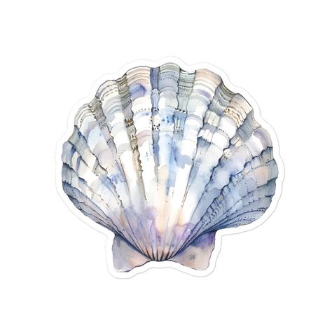 Shell sticker. Marine ocean sea nature aesthetic watercolor vinyl decal. Nice gift favor souvenir. These stickers are printed on durable, high-opacity adhesive vinyl which makes them perfect for regular use, as well as for covering other stickers or paint. The high-quality vinyl ensures there are no bubbles when applying the stickers. *  High opacity film that's impossible to see through *  Fast and easy bubble-free application *  Durable vinyl, perfect for indoor use *  95µ density Don't forget to clean the surface before applying the sticker. This product is made especially for you as soon as you place an order, which is why it takes us a bit longer to deliver it to you. Making products on demand instead of in bulk helps reduce overproduction, so thank you for making thoughtful purchasin Sea Shells Stickers, Ocean Stickers Printable, Coastal Stickers, Sea Stickers Ocean, Bubbly Aesthetic, Beachy Stickers, Shells Aesthetic, Shell Aesthetic, Sea Stickers