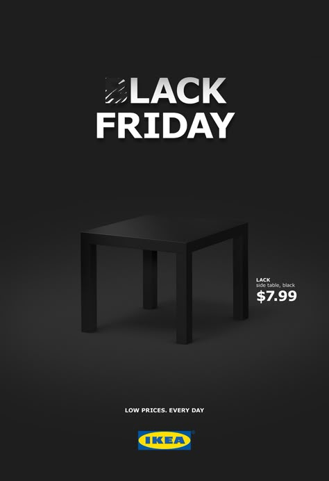 Advertisement by Hjaltelin Stahl, Denmark Black Friday Design Ideas, Clever Ads, Ikea Ad, Black Friday Campaign, Black Friday Furniture, Copy Ads, Christmas Advertising, Magazine Advert, Black Friday Design