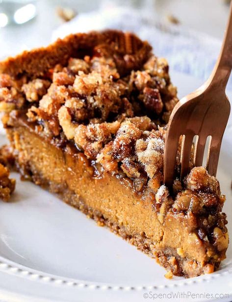 The Best Thanksgiving Pies ~ everything you need to rock your Thanksgiving dessert table, from pumpkin and pecan to cranberry, maple, and more! #pie #Thanksgivingpie #pierecipe #holidaypie #pumpkinpie #pecanpie #chocolatepie #coconutpie #cranberrypie #gingernsnapcrust #chocolatecrust #applepie #sweetpotatopie #vodkapiecrust #piecrust #Amishpie #dessert #Thanksgivingdessert #veganpie #glutenfreepie Praline Pumpkin Pie, Praline Pie, Brown Sugar Pecans, Pumpkin Praline, Creamy Pumpkin Pie, Sugar Pecans, Pumpkin Pie Recipe Easy, Easy Pumpkin Pie, Pumpkin Pie Recipe