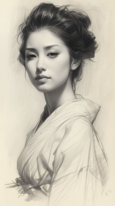 Simple yet stunning: Discover the beauty of simplicity with our portrait drawings. Click to see!#portraitdrawings #artinspiration #pencildrawings #realisticart Korean Face Drawing, Portrait Palette, Easy Portrait Drawing, Portrait Artists, Pencil Portrait Drawing, Bike Drawing, Portrait Drawings, Digital Painting Portrait, Pencil Sketch Images