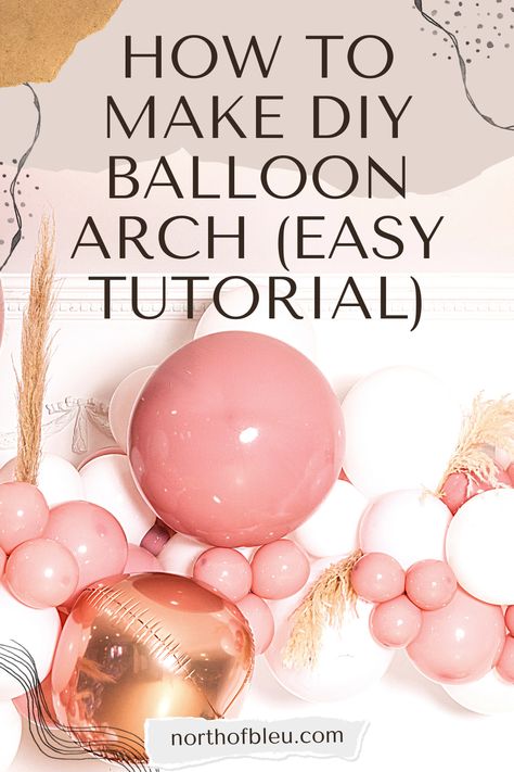 How To Assemble A Balloon Arch, Balloon Arch Bridal Shower Diy, How To Build A Balloon Arch, Making Balloon Garland, Bridal Shower Balloon Decorations, Outdoor Balloon Decorations, Balloon Arch Without Stand, Diy Balloon Arch Stand, How To Make A Balloon Arch