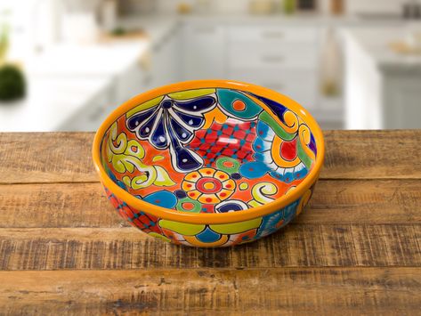 PRICES MAY VARY. Enchanted Talavera's Large Shallow Serving Bowl measures: 10.75" diameter and 3.12" high. High quality heavy weight ceramic. VIBRANT: Embrace the vibrant colors and intricate designs that define Mexican Talavera pottery, as this bowl becomes a beautiful accent piece that adds a touch of culture to your kitchen while brightening up your entire culinary space. HANDMADE WITH LOVE: Each bowl takes over 30 days to make from start to finish! Each piece is lovingly handmade by skilled Moroccan Style Home, Serving Station, Mexican Talavera Pottery, Snacks Appetizers, Party Platter, Talavera Pottery, Mexican Talavera, Party Platters, Pasta Bowl