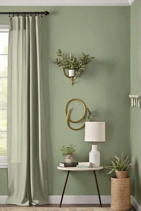 1. Home decor 
2. Color schemes 
3. Interior design 
4. Curtain inspiration Green Walls Green Curtains, Curtains For Sage Green Walls, Curtains For Green Walls, Different Curtain Styles, Sage Living Room, Sage Green Curtains, Curtains To Go, Curtain Colors, Color Curtains