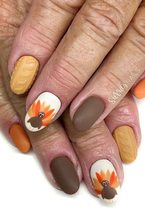 Thanksgiving nail art 🦃 Turkey Nails Art, Turkey Nails Acrylic, Thanksgiving Nails Art, Thanksgiving Nail Art Turkey, Turkey Nail Ideas, Thanksgiving Nails 2023, Thanks Giving Nail Art, Thanksgiving Themed Nails, Thanksgiving Nails Turkey