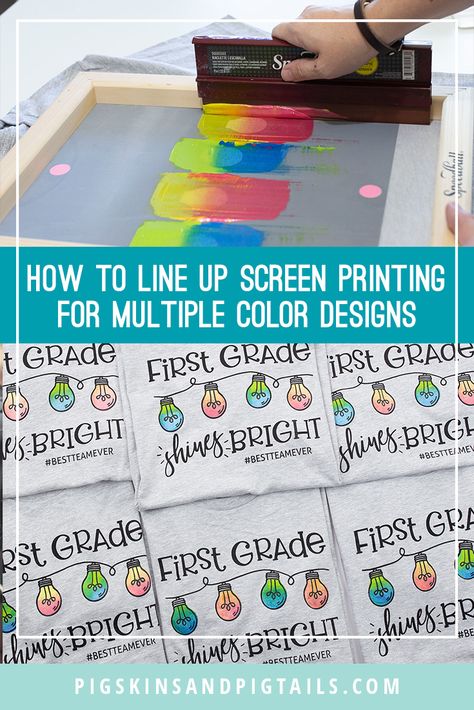 Beginner Screen Printing Ideas, Screen Printing With Cricut T Shirts, Screen Printing With Multiple Colors, Multi Color Screen Printing, Beginner Screen Printing, Vinyl Screen Printing, How To Do Screen Printing At Home, How To Screen Print At Home, Screen Print Multiple Colors