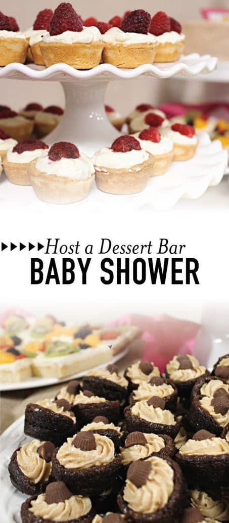 Baby Shower Dessert Bar, Wedding Shower Desserts, Baby Shower Desserts Girl, Baby Shower Finger Foods, Baby Shower Game Ideas, Finger Food Desserts, Baby Shower Sweets, Baby Shower Menu, Baby Shower Dessert Table