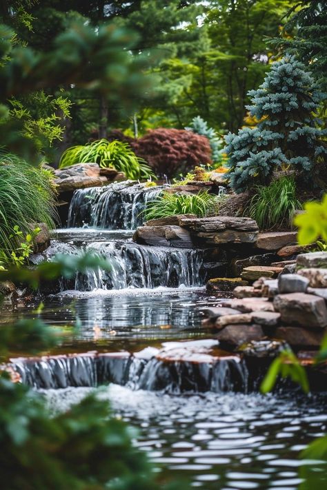 How to Create a Backyard Pond and Waterfall Natural Pond Ideas, Backyard Ponds And Waterfalls, Fish Ponds Backyard, Outdoor Waterfalls, Small Urban Garden, Backyard Ponds, Water Gardens Pond, Backyard Pond, Backyard Balcony