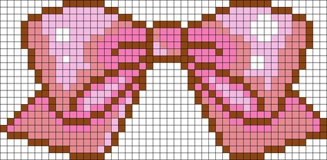 Noeud rose Kawaii Fuse Bead Patterns, Bow Cross Stitch Pattern, Bow Perler Bead Patterns, Bow Pixel Grid, Bow Pixel Art, Bow Perler Beads, Pink Bowtie, Kawaii Cross Stitch, Kandi Cuffs