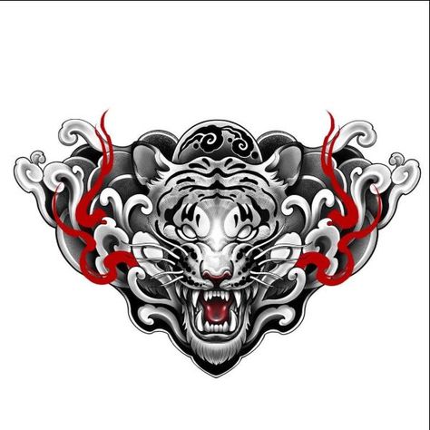 Tato Irezumi, Tato Mandala, Foo Dog Tattoo Design, Chest Tattoo Drawings, Tato Flash, Tato Ikan Koi, Full Chest Tattoos, Japanese Tiger Tattoo, Foo Dog Tattoo